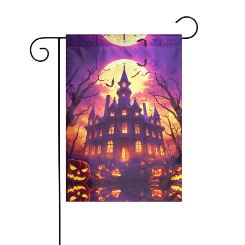 Castle and Crow Gartenflagge, 30,5 x 45,7 cm, lebendige, doppelseitige Outdoor-Flagge für Höfe, Gärten, Terrassen und Rasen von RTCVXZDSA