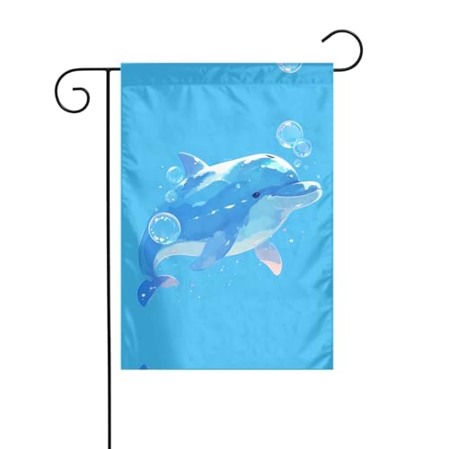 Delfin-Gartenflagge, 30,5 x 45,7 cm, lebendige, doppelseitige Outdoor-Flagge für Höfe, Gärten, Terrassen und Rasenflächen von RTCVXZDSA