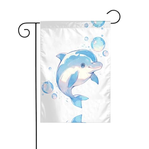 Delfin-Gartenflagge, 30,5 x 45,7 cm, lebendige, doppelseitige Outdoor-Flagge für Höfe, Gärten, Terrassen und Rasenflächen von RTCVXZDSA