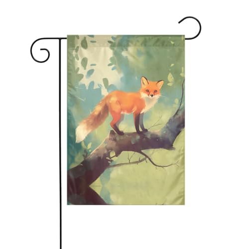 Fox Gartenflagge 30,5 x 45,7 cm – lebendige, doppelseitige Outdoor-Flagge für Höfe, Gärten, Terrassen und Rasen von RTCVXZDSA