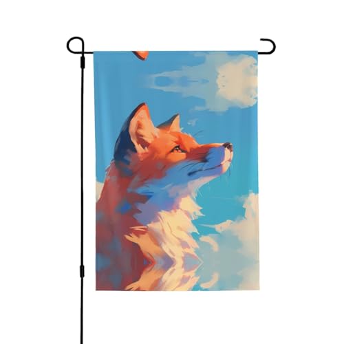 Fox Vibrant Allover-Print Flagge – wetterfestes Polyester, perfekt für Terrasse, Hof oder Gartendekoration von RTCVXZDSA