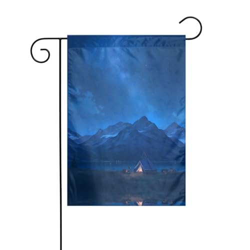 Gartenflagge "At Night By The Lake", 30,5 x 45,7 cm, lebendige, doppelseitige Outdoor-Flagge für Höfe, Gärten, Terrassen und Rasenflächen von RTCVXZDSA