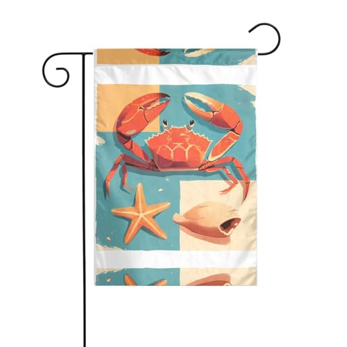Gartenflagge Krabben und Seestern, 30,5 x 45,7 cm, lebendige, doppelseitige Outdoor-Flagge für Höfe, Gärten, Terrassen und Rasen von RTCVXZDSA