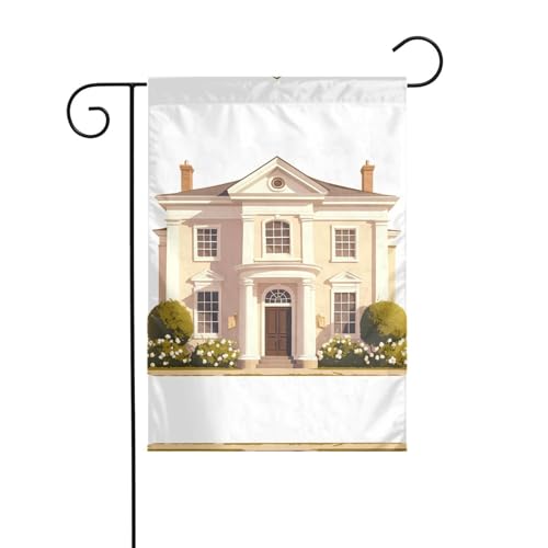 Gartenflagge Schlossbau, 30,5 x 45,7 cm, lebendige, doppelseitige Outdoor-Flagge für Höfe, Gärten, Terrassen und Rasenflächen von RTCVXZDSA
