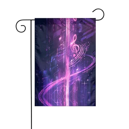 Gartenflagge mit Musiknotation, 30,5 x 45,7 cm, lebendige, doppelseitige Outdoor-Flagge für Höfe, Gärten, Terrassen und Rasenflächen von RTCVXZDSA