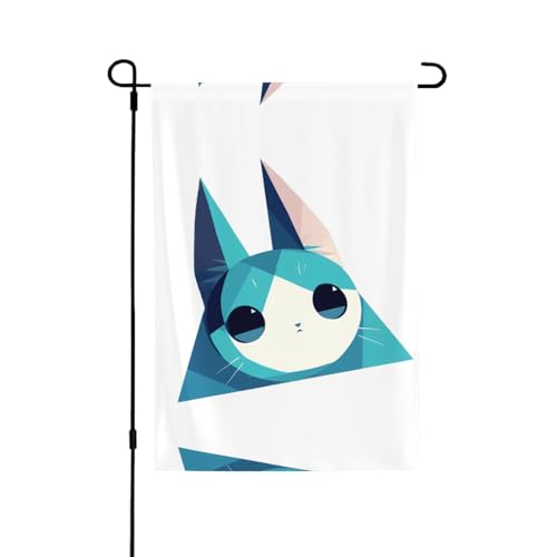 Geometrische Katzen-Flagge, lebendiger Allover-Druck, wetterfestes Polyester, perfekt für Terrasse, Hof oder Gartendekoration von RTCVXZDSA