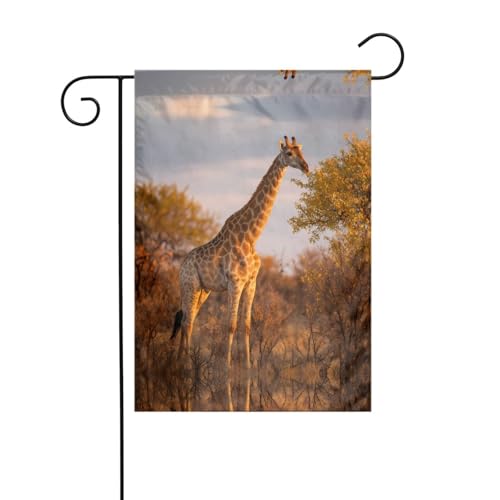Giraffen-Gartenflagge, 30,5 x 45,7 cm, lebendige, doppelseitige Outdoor-Flagge für Höfe, Gärten, Terrassen und Rasenflächen von RTCVXZDSA