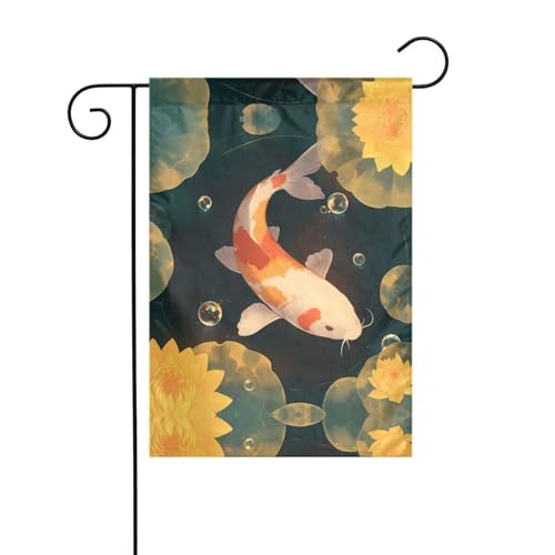 Koi-Fisch-Gartenflagge, 30,5 x 45,7 cm, lebendige, doppelseitige Outdoor-Flagge für Höfe, Gärten, Terrassen und Rasenflächen von RTCVXZDSA