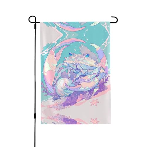 Krabben-Flagge mit lebendigem Allover-Druck, wetterfestes Polyester, perfekt für Terrasse, Hof oder Gartendekoration Krabben-Flagge mit lebendigem Allover-Druck, wetterfestes Polyester, perfekt für Terrasse, Hof oder Gartendekoration von RTCVXZDSA