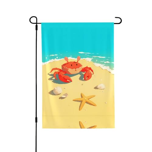 Krabben und Seestern, lebendiger Allover-Druck, wetterfestes Polyester, perfekt für Terrasse, Hof oder Gartendekoration von RTCVXZDSA