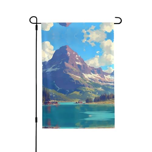 Landschaftsbilder, lebendiger Allover-Druck, wetterfestes Polyester, perfekt für Terrasse, Hof oder Gartendekoration von RTCVXZDSA