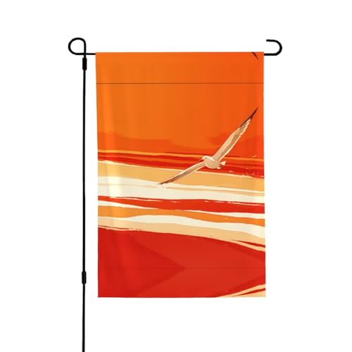 Möwen unter dem Sonnenuntergang, lebendiger Allover-Druck, wetterfestes Polyester, perfekt für Terrasse, Hof oder Gartendekoration von RTCVXZDSA