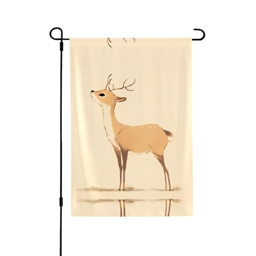 Niedliche Hirschflagge mit lebendigem Allover-Druck, wetterfestes Polyester, perfekt für Terrasse, Hof oder Gartendekoration von RTCVXZDSA