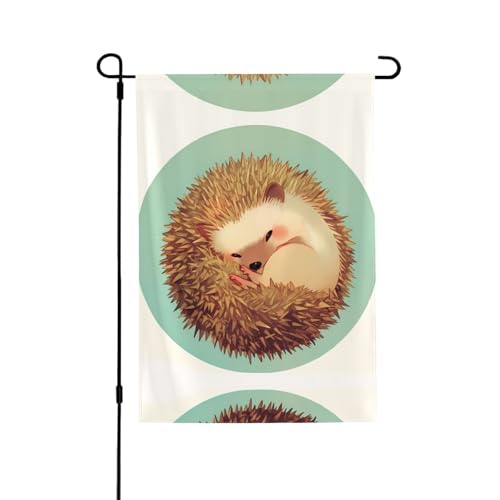 Niedliche Igel-Flagge mit lebendigem Allover-Druck, wetterfestes Polyester, perfekt für Terrasse, Hof oder Gartendekoration von RTCVXZDSA