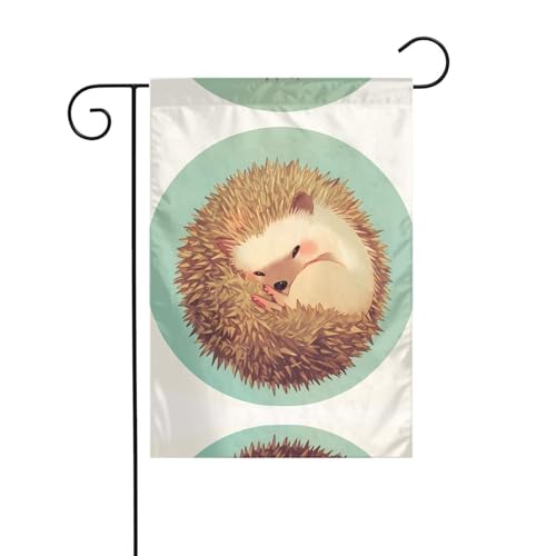 Niedliche Igel-Gartenflagge, 30,5 x 45,7 cm, lebendige, doppelseitige Outdoor-Flagge für Höfe, Gärten, Terrassen und Rasenflächen von RTCVXZDSA