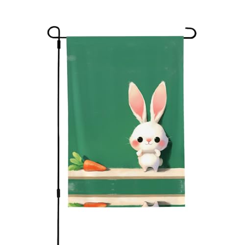 Niedliche Kaninchen-Flagge mit lebendigem Allover-Druck, wetterfestes Polyester, perfekt für Terrasse, Hof oder Gartendekoration von RTCVXZDSA