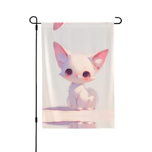Niedliche Katzen-Flagge mit lebendigem Allover-Druck, wetterfestes Polyester, perfekt für Terrasse, Hof oder Gartendekoration von RTCVXZDSA