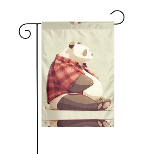 Niedliche Panda-Gartenflagge, 30,5 x 45,7 cm, lebendige, doppelseitige Outdoor-Flagge für Höfe, Gärten, Terrassen und Rasenflächen von RTCVXZDSA