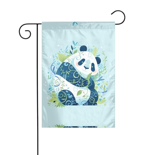Niedliche Panda-Gartenflagge, 30,5 x 45,7 cm, lebendige, doppelseitige Outdoor-Flagge für Höfe, Gärten, Terrassen und Rasenflächen von RTCVXZDSA