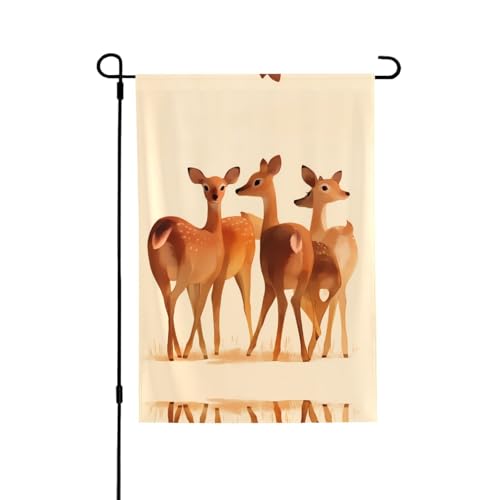 Niedliche kleine Hirschflagge mit lebendigem Allover-Druck, wetterfestes Polyester, perfekt für Terrasse, Hof oder Gartendekoration von RTCVXZDSA