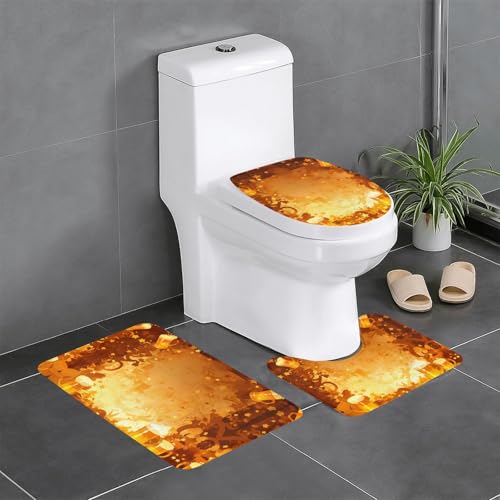 RTCVXZDSA 3-teiliges Badezimmerteppich-Set mit Biergläsern, weiches Plüsch-Badematten-Set mit U-förmigem WC-Bodenteppich, rutschfest, wasserdicht, Badteppich, Kombination für Zuhause, Kinderzimmer von RTCVXZDSA