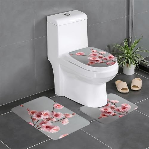 RTCVXZDSA 3-teiliges Badezimmerteppich-Set mit roten Blumen – weiches Plüsch-Badematten-Set mit U-förmigem WC-Bodenteppich, rutschfest, wasserdicht, Badteppich-Kombination für Zuhause, Kinderzimmer RTCVXZDSA 3-teiliges Badezimmerteppich-Set mit roten Blumen – weiches Plüsch-Badematten-Set mit U-förmigem WC-Bodenteppich, rutschfest, wasserdicht, Badteppich-Kombination für Zuhause, Kinderzimmer von RTCVXZDSA