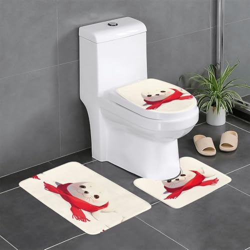 RTCVXZDSA A Seal Wearing A Scarf 3-teiliges Badezimmerteppich-Set – weiches Plüsch-Badematten-Set mit U-förmigem WC-Bodenteppich, rutschfest, wasserdicht, Badteppich-Kombination für Zuhause RTCVXZDSA A Seal Wearing A Scarf 3-teiliges Badezimmerteppich-Set – weiches Plüsch-Badematten-Set mit U-förmigem WC-Bodenteppich, rutschfest, wasserdicht, Badteppich-Kombination für Zuhause von RTCVXZDSA