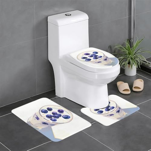 RTCVXZDSA Blueberries In A Milk Cup 3-teiliges Badezimmerteppich-Set – weiches Plüsch-Badematten-Set mit U-förmigem WC-Bodenteppich, rutschfest, wasserdicht, Badteppich-Kombination für Zuhause RTCVXZDSA Blueberries In A Milk Cup 3-teiliges Badezimmerteppich-Set – weiches Plüsch-Badematten-Set mit U-förmigem WC-Bodenteppich, rutschfest, wasserdicht, Badteppich-Kombination für Zuhause von RTCVXZDSA
