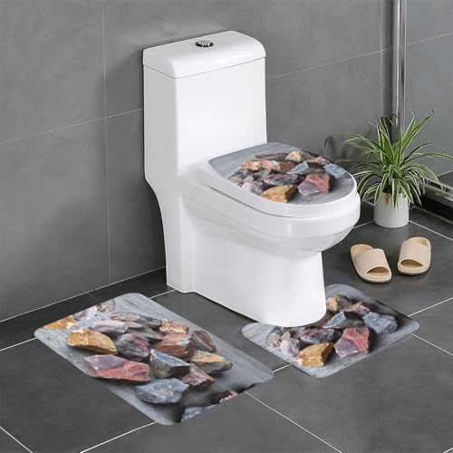 RTCVXZDSA Bunte Kieselsteine, 3-teiliges Badezimmerteppich-Set – weiches Plüsch-Badematten-Set mit U-förmigem WC-Bodenteppich, rutschfest, wasserdicht, Badteppich-Kombination für Zuhause, Kinderzimmer RTCVXZDSA Bunte Kieselsteine, 3-teiliges Badezimmerteppich-Set – weiches Plüsch-Badematten-Set mit U-förmigem WC-Bodenteppich, rutschfest, wasserdicht, Badteppich-Kombination für Zuhause, Kinderzimmer von RTCVXZDSA