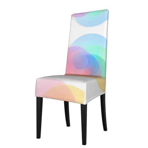 RTCVXZDSA Bunte Kreise für Esszimmerstühle, dehnbares Allover-Druck-Design, passend für die meisten armlosen Stühle (Höhe der Rückenlehne: 45,7–55,9 cm) von RTCVXZDSA