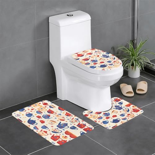 RTCVXZDSA Buntes 3-teiliges Badezimmerteppich-Set – weiches Plüsch-Badematten-Set mit U-förmigem WC-Bodenteppich, rutschfest, wasserdicht, Badteppich-Kombination für Zuhause, Kinderzimmer, Gästebad RTCVXZDSA Buntes 3-teiliges Badezimmerteppich-Set – weiches Plüsch-Badematten-Set mit U-förmigem WC-Bodenteppich, rutschfest, wasserdicht, Badteppich-Kombination für Zuhause, Kinderzimmer, Gästebad von RTCVXZDSA
