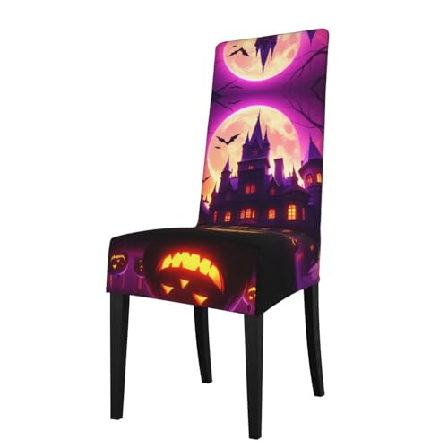 RTCVXZDSA Castle and Crow Esszimmerstuhlschutz, dehnbares Allover-Druck-Design, passend für die meisten armlosen Stühle (Rückenhöhe 45,7–55,9 cm) von RTCVXZDSA
