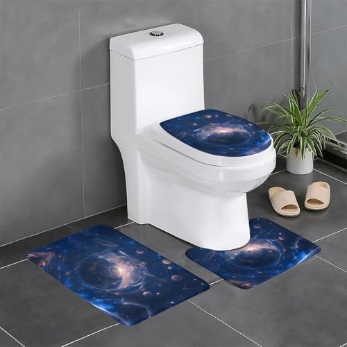 RTCVXZDSA Colorful Planet 3-teiliges Badezimmerteppich-Set – weiches Plüsch-Badematten-Set mit U-förmigem WC-Bodenteppich, rutschfest, wasserdicht, Badteppich-Kombination für Zuhause, Kinderzimmer RTCVXZDSA Colorful Planet 3-teiliges Badezimmerteppich-Set – weiches Plüsch-Badematten-Set mit U-förmigem WC-Bodenteppich, rutschfest, wasserdicht, Badteppich-Kombination für Zuhause, Kinderzimmer von RTCVXZDSA