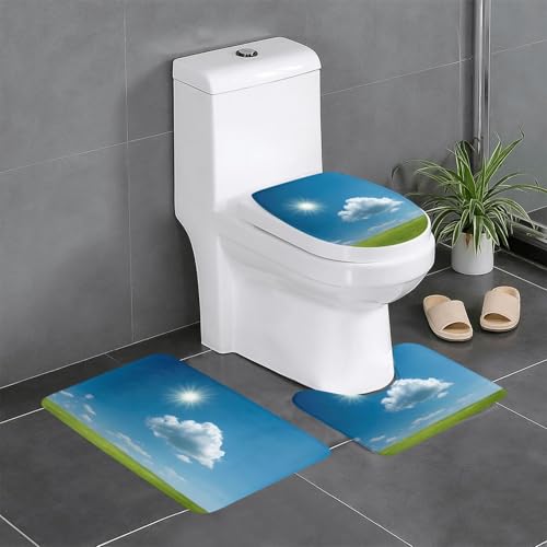 RTCVXZDSA Cosmic Sternenhimmel 3-teiliges Badezimmerteppich-Set – weiches Plüsch-Badematten-Set mit U-förmigem WC-Bodenteppich, rutschfest, wasserdicht, Badteppich-Kombination für Zuhause von RTCVXZDSA