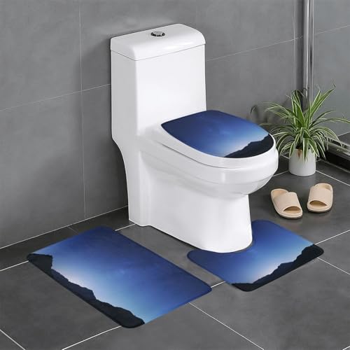 RTCVXZDSA Cosmic Sternenhimmel 3-teiliges Badezimmerteppich-Set – weiches Plüsch-Badematten-Set mit U-förmigem WC-Bodenteppich, rutschfest, wasserdicht, Badteppich-Kombination für Zuhause von RTCVXZDSA