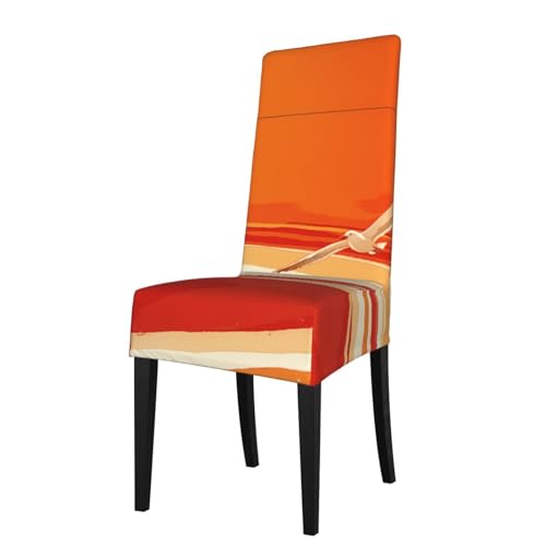 RTCVXZDSA Esszimmerstuhlschutz mit Möwen unter dem Sonnenuntergang, dehnbar, Allover-Druck-Design, passend für die meisten armlosen Stühle (Rückenhöhe 45,7–55,9 cm) von RTCVXZDSA