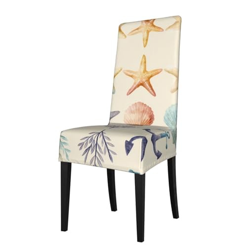 RTCVXZDSA Esszimmerstuhlschutz mit Seesternmotiv, dehnbar, Allover-Design, passend für die meisten Armlehnenstühle (Höhe der Rückenlehne: 45,7–55,9 cm) von RTCVXZDSA