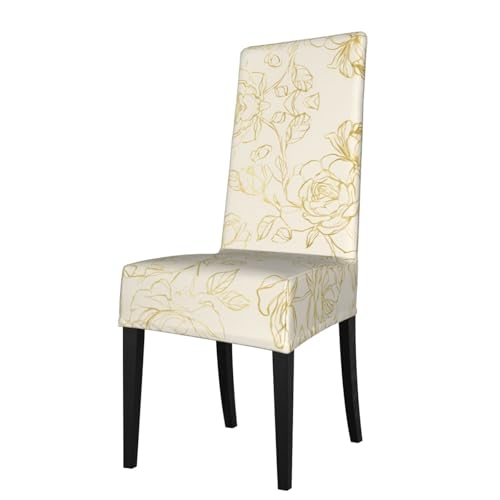 RTCVXZDSA Esszimmerstuhlschutz mit bunten Rosen, dehnbares Allover-Druck-Design, passend für die meisten armlosen Stühle (Höhe der Rückenlehne: 45,7–55,9 cm) von RTCVXZDSA
