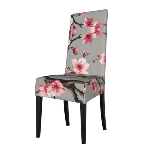 RTCVXZDSA Esszimmerstuhlschutz mit roten Blumen, dehnbar, Allover-Design, passend für die meisten Armlehnenstühle (Höhe der Rückenlehne: 45,7–55,9 cm) von RTCVXZDSA