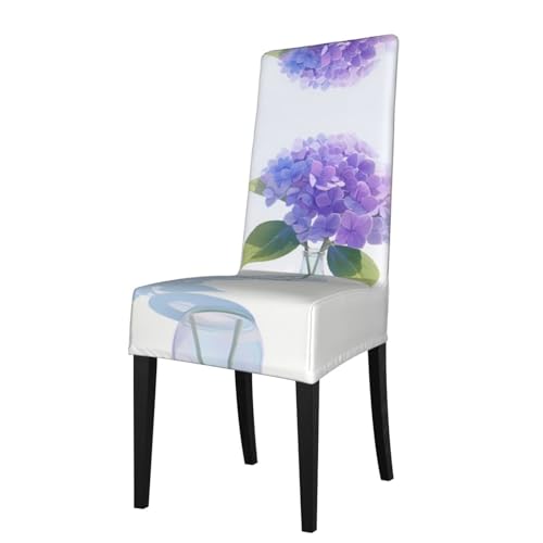RTCVXZDSA Esszimmerstuhlschutz mit violetten Blumen, dehnbar, Allover-Druck-Design, passend für die meisten armlosen Stühle (Höhe der Rückenlehne: 45,7–55,9 cm) von RTCVXZDSA