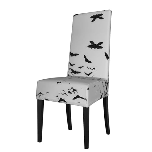 RTCVXZDSA Fledermaus-Esszimmerstuhlschutz, dehnbares Allover-Druck-Design, passend für die meisten armlosen Stühle (Höhe der Rückenlehne: 45,7–55,9 cm) von RTCVXZDSA