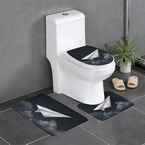 RTCVXZDSA Flying Paper Airplane 3-teiliges Badezimmerteppich-Set – weiches Plüsch-Badematten-Set mit U-förmigem WC-Bodenteppich, rutschfest, wasserdicht, Badteppich-Kombination für Zuhause RTCVXZDSA Flying Paper Airplane 3-teiliges Badezimmerteppich-Set – weiches Plüsch-Badematten-Set mit U-förmigem WC-Bodenteppich, rutschfest, wasserdicht, Badteppich-Kombination für Zuhause von RTCVXZDSA