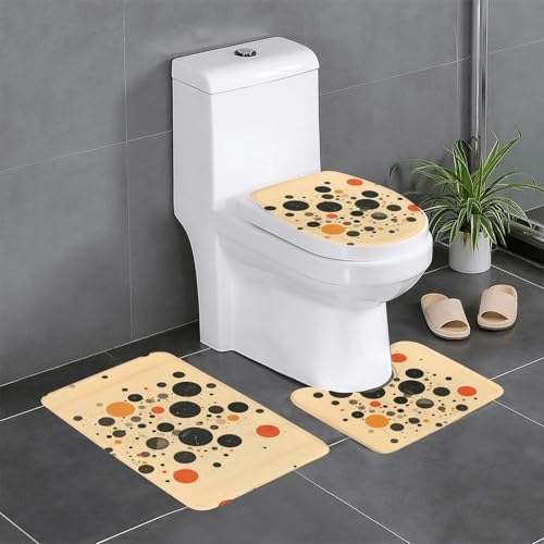 RTCVXZDSA Geometrische Figur, 3-teiliges Badezimmerteppich-Set – weiches Plüsch-Badematten-Set mit U-förmigem WC-Bodenteppich, rutschfest, wasserdicht, Badteppich-Kombination für Zuhause, Kinderzimmer von RTCVXZDSA