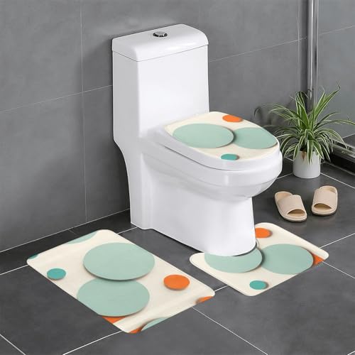RTCVXZDSA Geometrische Figur, 3-teiliges Badezimmerteppich-Set – weiches Plüsch-Badematten-Set mit U-förmigem WC-Bodenteppich, rutschfest, wasserdicht, Badteppich-Kombination für Zuhause, Kinderzimmer von RTCVXZDSA