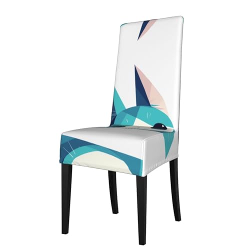RTCVXZDSA Geometrische Form Katzen-Esszimmerstuhlschutz, dehnbares Allover-Druck-Design, passend für die meisten armlosen Stühle (Höhe der Rückenlehne: 45,7–55,9 cm) von RTCVXZDSA