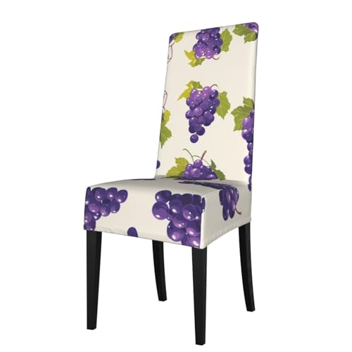 RTCVXZDSA Grape Esszimmerstuhl-Schutz, dehnbar, Allover-Design, passend für die meisten armlosen Stühle (Höhe der Rückenlehne: 45,7–55,9 cm) von RTCVXZDSA