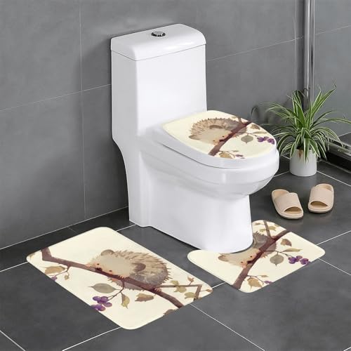 RTCVXZDSA Igel 3-teiliges Badezimmerteppich-Set – weiches Plüsch-Badematten-Set mit U-förmigem WC-Bodenteppich, rutschfest, wasserdicht, Badteppich-Kombination für Zuhause, Kinderzimmer, Gästebad RTCVXZDSA Igel 3-teiliges Badezimmerteppich-Set – weiches Plüsch-Badematten-Set mit U-förmigem WC-Bodenteppich, rutschfest, wasserdicht, Badteppich-Kombination für Zuhause, Kinderzimmer, Gästebad von RTCVXZDSA