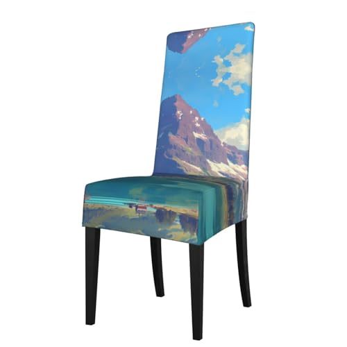 RTCVXZDSA Landschaftsbilder Esszimmerstuhlschutz – dehnbares Allover-Druck-Design, passend für die meisten armlosen Stühle (Höhe der Rückenlehne: 45,7–55,9 cm) von RTCVXZDSA