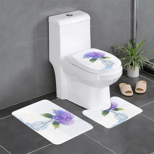 RTCVXZDSA Lila Blumen 3-teiliges Badezimmerteppich-Set – weiches Plüsch-Badematten-Set mit U-förmigem WC-Bodenteppich, rutschfest, wasserdicht, Badteppich-Kombination für Zuhause, Kinderzimmer RTCVXZDSA Lila Blumen 3-teiliges Badezimmerteppich-Set – weiches Plüsch-Badematten-Set mit U-förmigem WC-Bodenteppich, rutschfest, wasserdicht, Badteppich-Kombination für Zuhause, Kinderzimmer von RTCVXZDSA