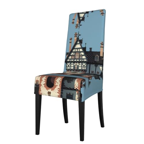 RTCVXZDSA Manga Villa Esszimmerstuhlschutz, dehnbares Allover-Druck-Design, passend für die meisten armlosen Stühle (Höhe der Rückenlehne: 45,7–55,9 cm) von RTCVXZDSA
